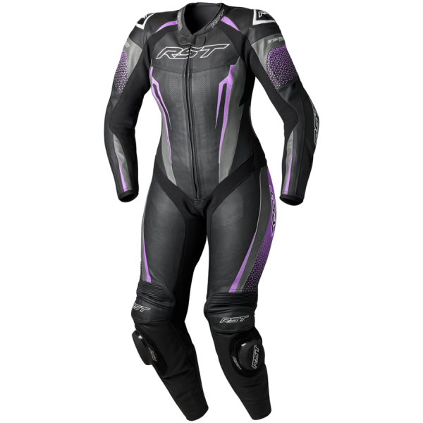 RST Tractech Evo 5 CE Ladies Leather Suit - Black/Fushia/Grey