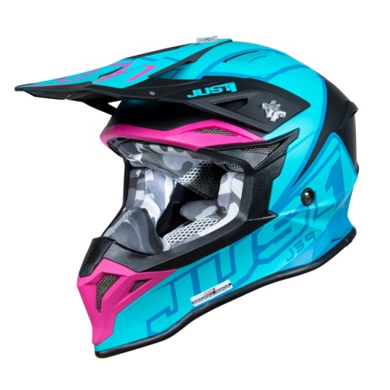 Just1 J39 MX Helmet Thruster - Petrol Blue-Fuxia-Blk